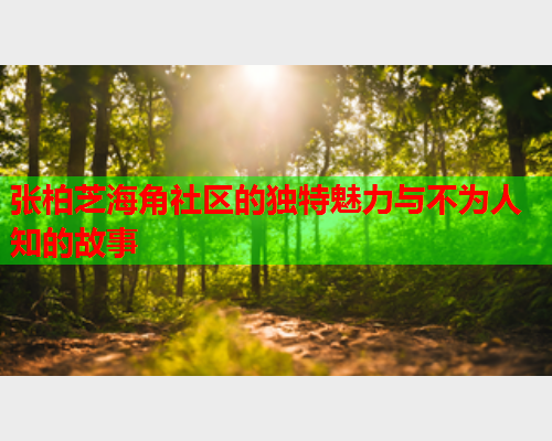 张柏芝海角社区的独特魅力与不为人知的故事